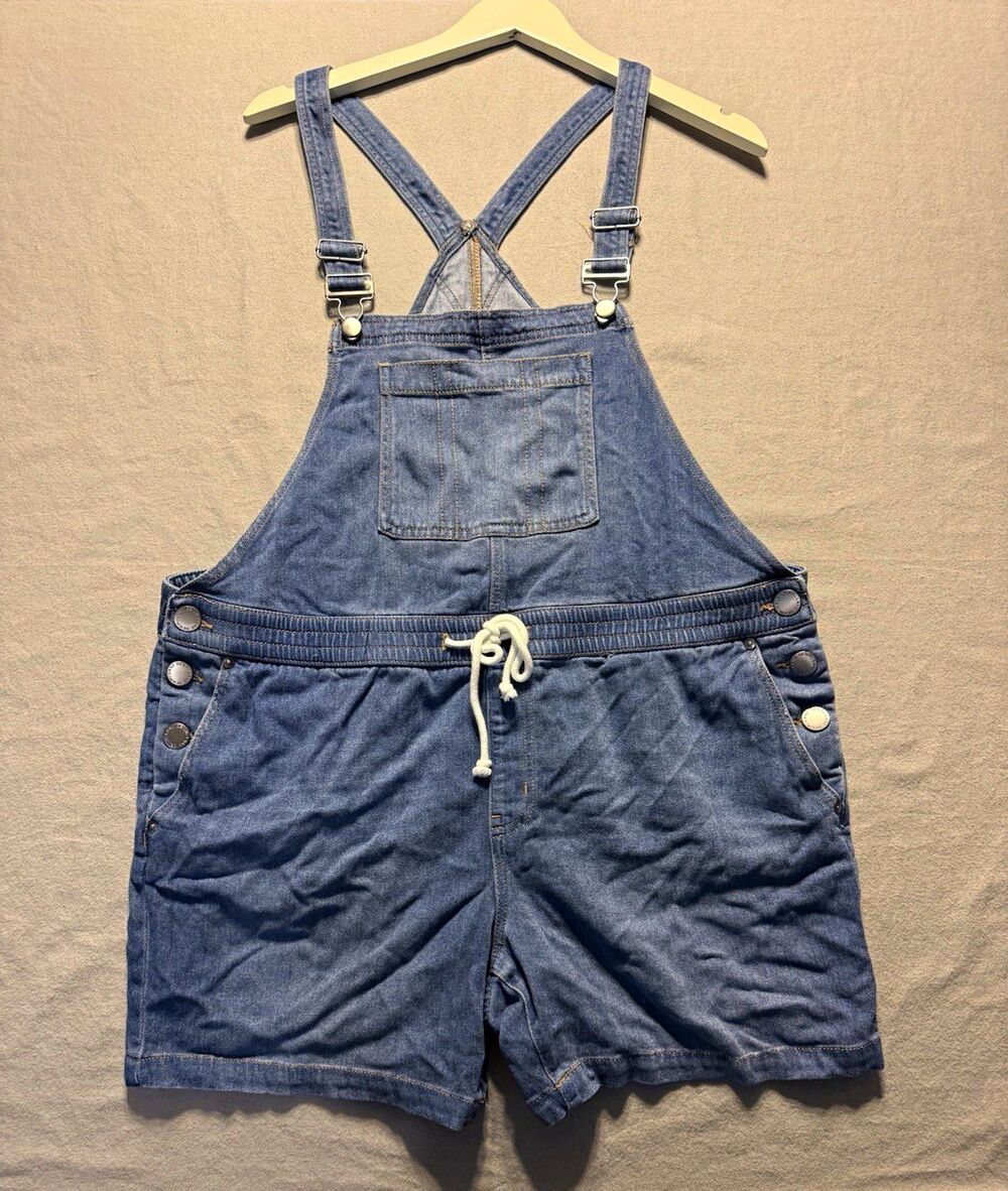 Lane Bryant Blue Denim Overall Shortalls Romper Women’s 16 Regular Pockets